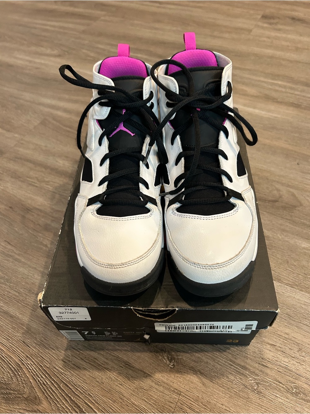 Jordan Kids White, Black & Pink High-Top Basketball Sneakers